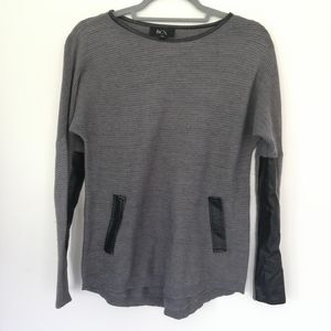 Grey sweater with faux leather accents!